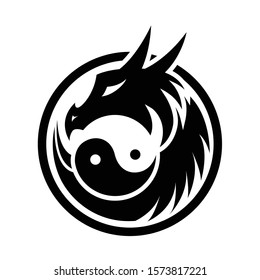 yin yang and dragon symbol 