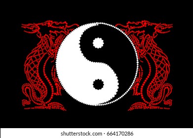 Yin yang with dragons