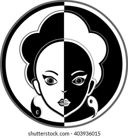 yin yang duality girl vector illustration