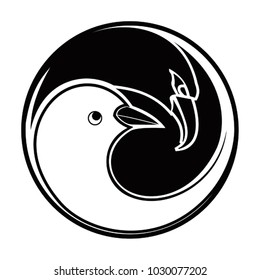 Yin and yang, eagle and pigeon