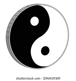 Yin Yang eastern symbolin 3D over a white background