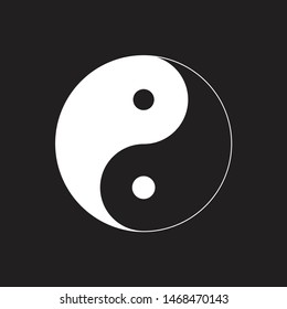 Yin and Yang. Esoteric symbol of harmony and balance. Isolated sacred geometry, feng shui sign on black background.