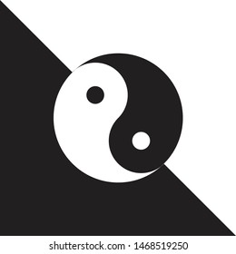 Yin and Yang. Esoteric symbol of harmony and balance. Feng shui sign. Simple flat design icon, logo. Isolated taoism element on black and white background.