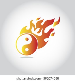 Yin yang fire meteor logo