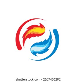 yin yang fire and water icon vector concept design template web
