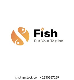 Yin Yang Fish Corporate Logo in Orange Color