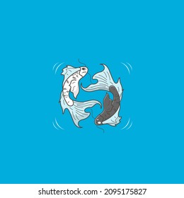 yin yang fish vector illustration