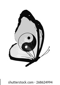 yin yang flag butterfly - vector