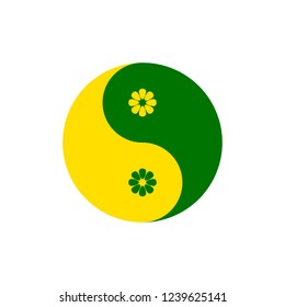 Yin Yang Flag. Two-tone version. Icon. Logo. Asian symbol of opposites. Yinyang icon. 