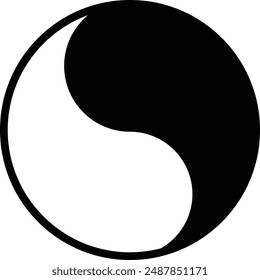 Yin Yang flat black vector icon.