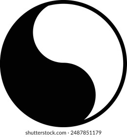 Yin Yang flat black vector icon.