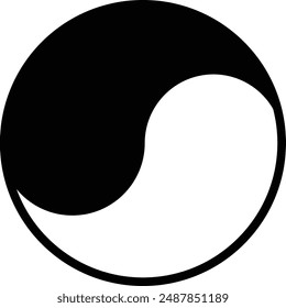 Yin Yang flat black vector icon.