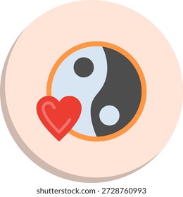 Yin Yang Flat Circle Style-Symbol