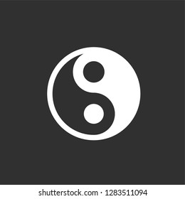 Yin Yang flat icon. Black and white sign.