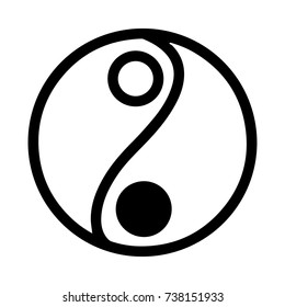 Yin Yang flat icon. black outline