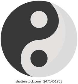 Yin Yang flat illustration isolated on a white background.