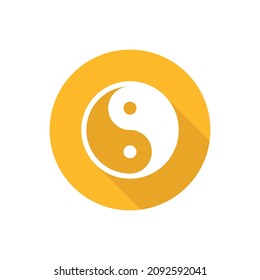 Yin Yang flat vector button icon