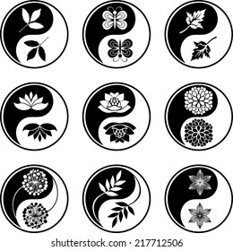 Yin Yang floral set