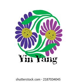 yin yang flower illustration and more. Girl child tshirt pattern design. T shirt trendy