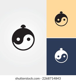 Yin Yang Food Logo Design Vector
