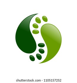 Yin Yang Foot Prints Symbol Logo Design