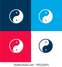 Yin yang four color material and minimal icon logo set in red and blue