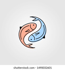 yin yang fresh fish logo label packaging vector seafood illustration