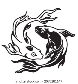 yin and yang freshwater fish vector digital illustration