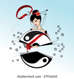 Yin Yang or girl with winnowing