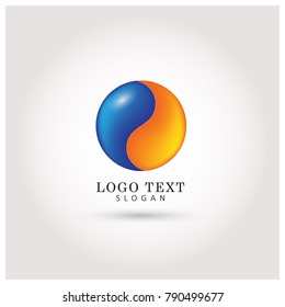 Yin Yang Globe & Color Logo. Symbol & Icon Vector Template.