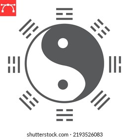 Yin and Yang glyph icon, asian and harmony, yin yang vector icon, vector graphics, editable stroke solid sign, eps 10.