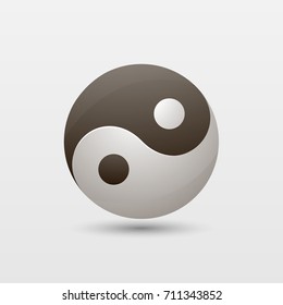 Yin yang glyph icon. Silhouette logo. Negative space. Vector isolated illustration.