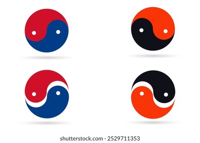 Símbolo de glifo Yin y Yang. Ilustración vectorial aislada de fondo.