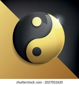 yin and yang gold balance on white background