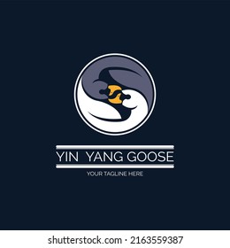 Yin Yang Goose Swan logo template design for brand or company and other