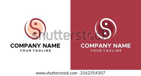 a yin yang graphic image, on a red and white background. vector graphics base.
