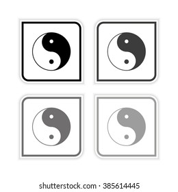 Yin and yang  - grayscale vector icon