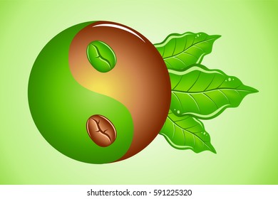 yin yang of green and black coffee