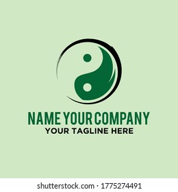 Yin Yang green leaf logo 