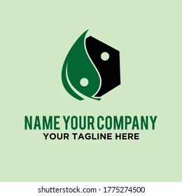 Yin Yang green leaf logo 