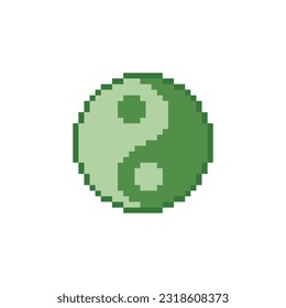 Yin yang green, pixel art symbol