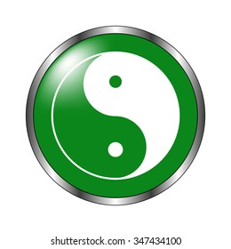 Yin and yang - green vector icon