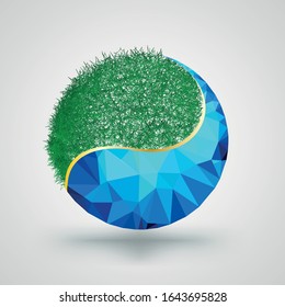 Yin yang gress and geometric polygon  vector illustration for balance concept element poster and advertising 