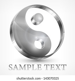 Yin yang grey symbol isolated on white, vector illustration . Vector Illustration.