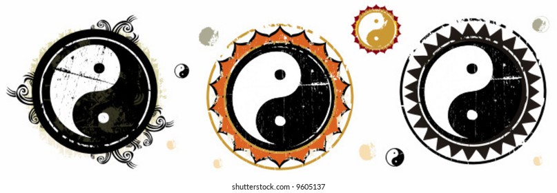 los carteles de Yin y Yang grunge. 
Para ver elementos de diseño similares, por favor VISITE MI GALERÍA.