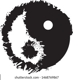 yin and yang grunge textured icon illustration