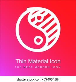 Yin yang hand drawn symbol red and pink gradient material white icon minimal design