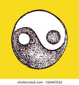 yin yang. hand drawn vector background