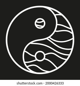 Yin and Yang. Hand drawn zen symbol on isolated background. Black and white illustration