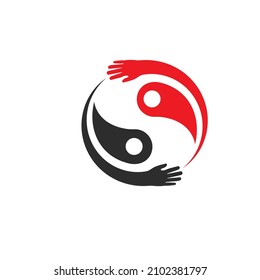 plantilla de diseño de ilustración de icono de vectores de mano de yin yang